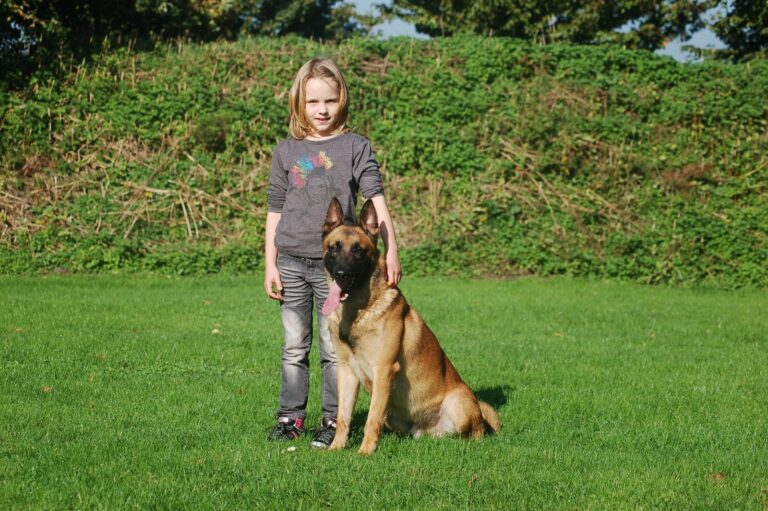 a girl and her guard dog