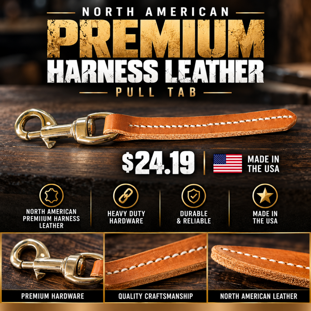 Premium hardness leather pull tab for working dogs