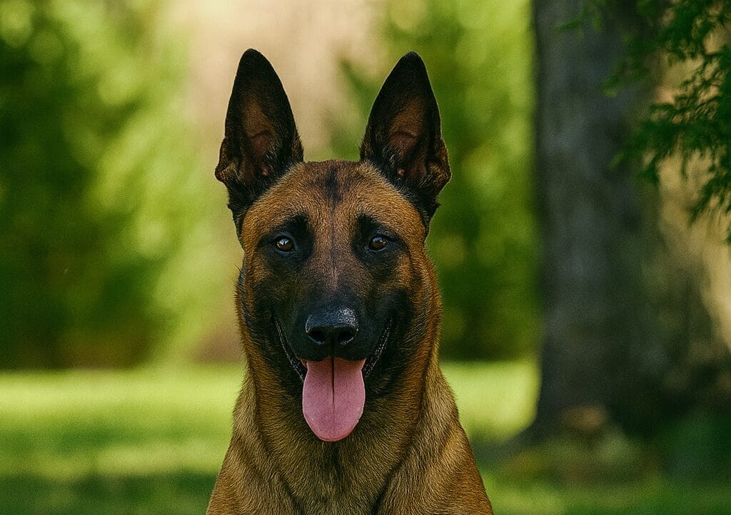 Elite protection dog face shot of Belgian Malinois