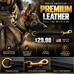 Premium leather pull tab with ring on german shepherd protection dog