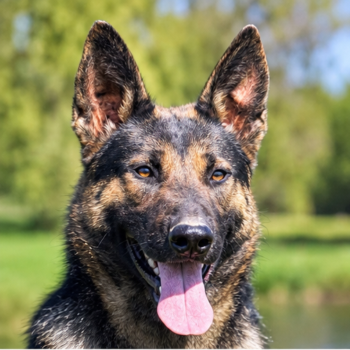 Elite estate protection dog Vulcan the German Shepherd head shot